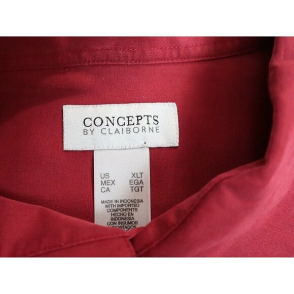 CONCEPTS BY CLAIBORNE - MEN'S RED SOFT SHORT SLEEVE BUTTON-UP SHIRT - SIZE XLT - Picture 4 of 5